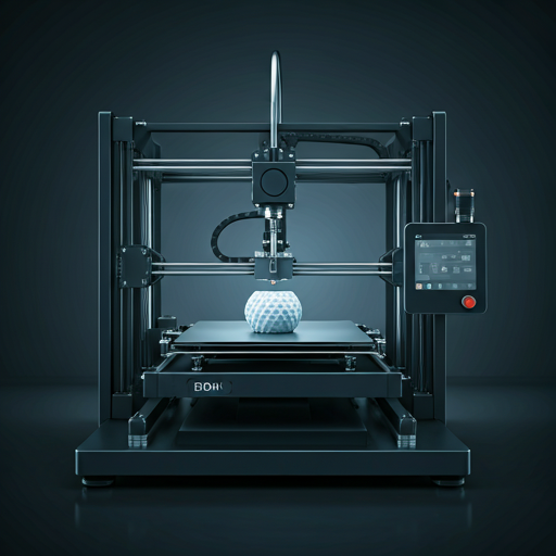 Industrial 3D printer producing a spherical lattice part