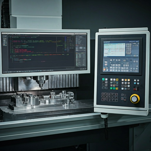 Modern CNC workstation with a digital control panel